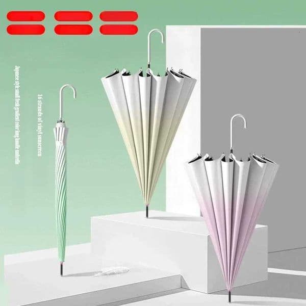 Japanese fresh style gradient color long handle automatic umbrella for women dual-purpose for sunny and rainy days UV protectiJ260530