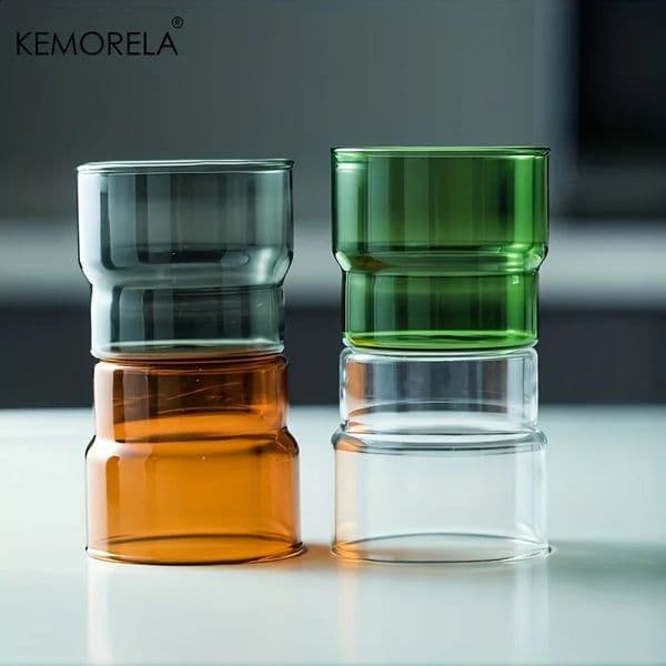KEMORELA 290ML Glass Cup Coffee Mug Origami Style Heat Resistant Vintage Drinkware Smoothie S Transparent Wine Ice Beer 260529