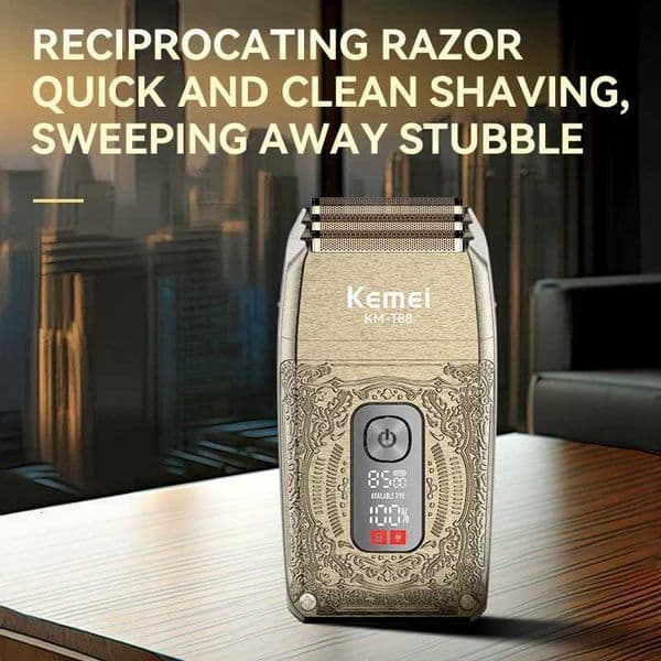 Kemei High Power Professional Mens Retro Metal Reciprocating Duplex Shaver LCD Smart Sn USB Charging KM-T88J260530