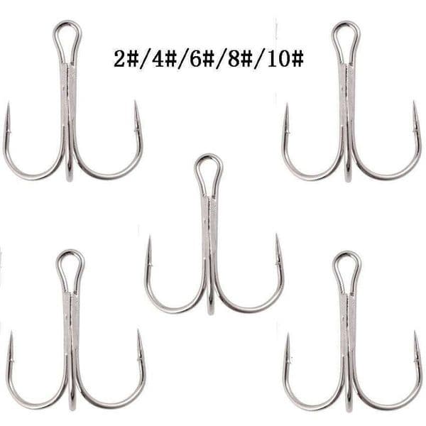 10PCS/box White Sharpened Treble Hooks Fish Fishing Tackle Tools Accessories S260529