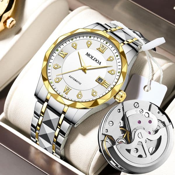 Light Luxury Gold Multi Section Mens Watch Waterproof Automatic Mechanical Steel Strap Watch For Formal Wear Commuting And Gift Giving As The First Choice