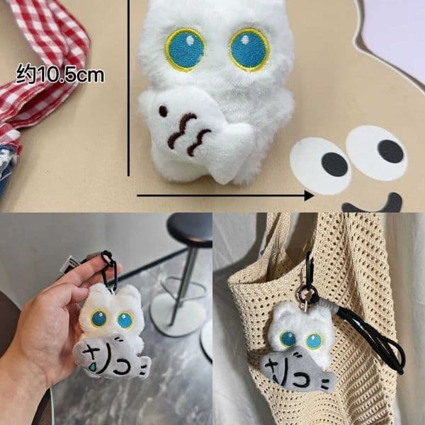 Car Keyring Accessories Cool Plush Black Cat Doll Toy Keychain Bag Pendant Charms for Women Couples Kawaii Gift L260530
