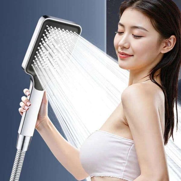 Head, Pressure-boosting Nozzle, Large Water Output Silicone Anti-clogging Shower Head with Three-level Adjustment 26Y0527