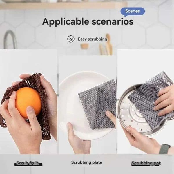 Non Scratch Wire Dishcloth Multipurpose Wire Dishwashing Rag for Wet and Dry Reusable Steel Wool Scrubber for Kitchen Cleaning C260530