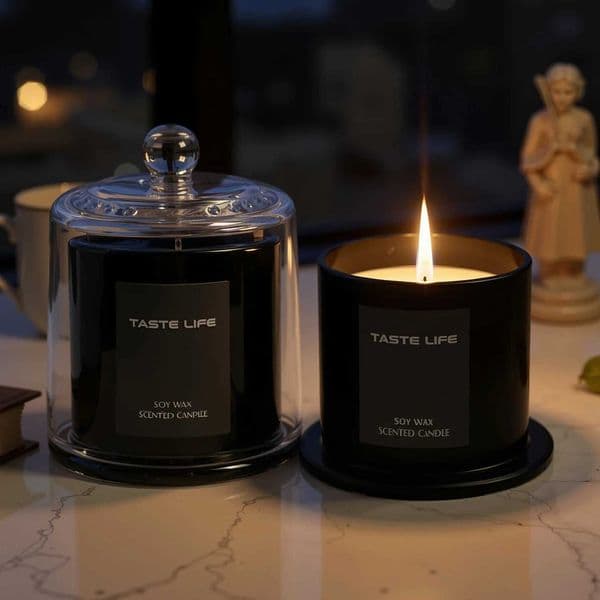 Premium Soy Wax Scented Candles with Glass Cloche Smokeless Essential Oil Aromatherapy for Home Spa Gift-Ready Decorative C260530
