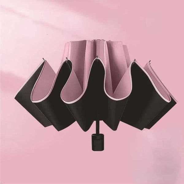 Rain UV Protection Compact Reverse Umbrella Inverted Folding with Reflective Safe Stripe Portable Travel UmbrellaJ260530