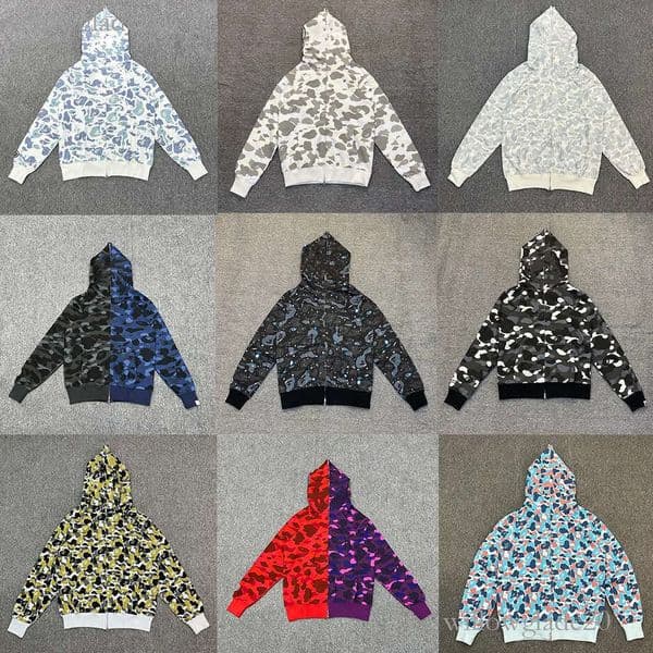 Shark Hoodie Designer Mens baps shirt Hoodies Full Zipper Hoodie Pullover Camouflage Jackets Cotton hight Quality Mens Woman Streetwear Clothes Bapi shirt ee8