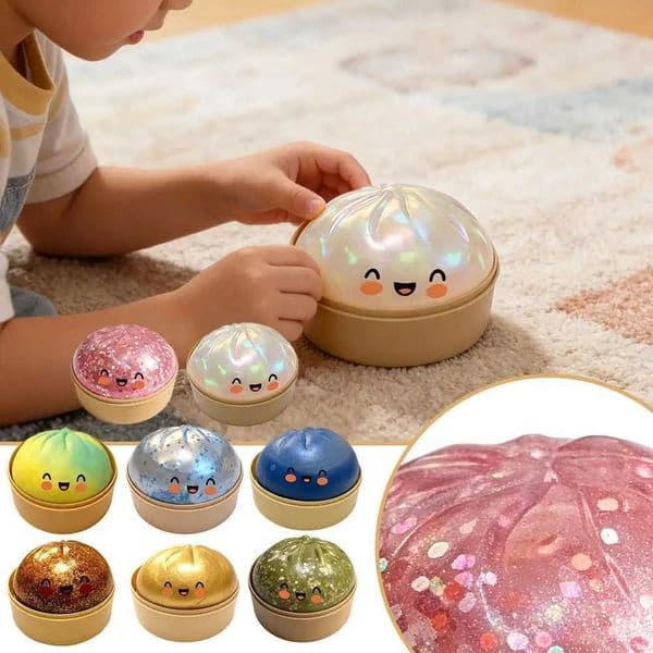 Large Squishies Dumpling Bun Toy Slow Rising Glitter Dumpling Stress Ball Stress Relief Fidget Toy for Home Office Travel C2605301