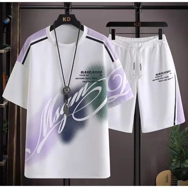 M8XL Plus Size Mens Clothing 2 Piece Set Summer Short Sleeved Tshirt Sport Shorts Sets Running and Fitness Sportswear 2026 260530