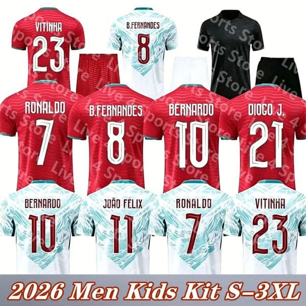 2026 Portugal World Cup Soccer Jerseys Portuguesa Ronaldo JOAO FELIX BERNARDO B. FERNANDES PEPE 26 27 Maillot Portugal Jersey Men Kids Kit Football Shirt Uniforms
