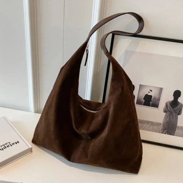 Bestseller Women Suede Shoulder with Zipper Hobo Bags Large Capacity Handbag Slouchy Commuter Travel Bag Purses and Handbags