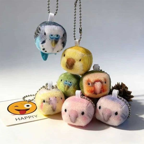 5pcs/set Cute Simulation Parrot Plush Doll Super Mini Square Parrot Key Chain Pendant Soft Stuffed Toy For Girl Bag Pendant Gift L260529