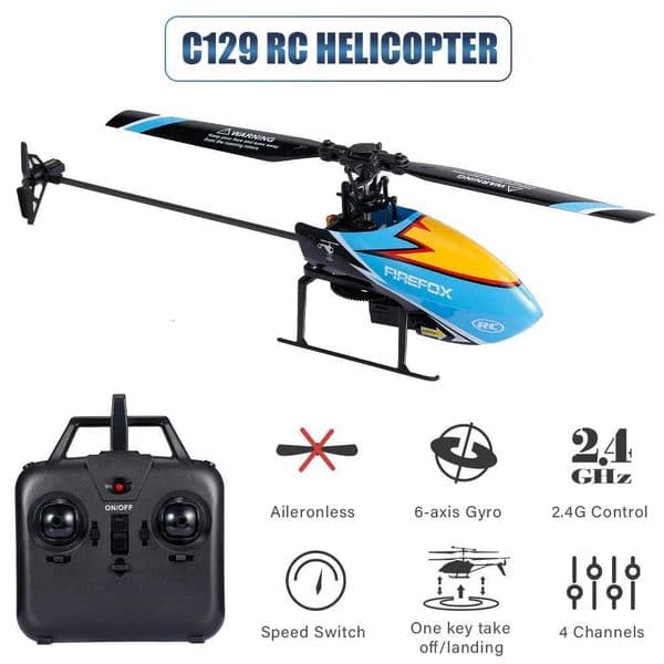 FIREFOX C129 4CH 6-axis Gyro Mini RC Helicopter Toys Gift for Adult Kids VS C119 / V911S Upgrade VersionT260530