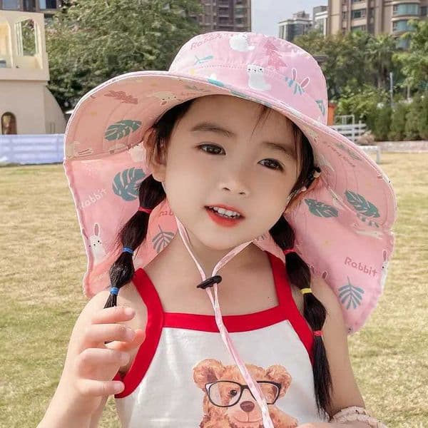 Summer Children UV Protection Shawl Hat Print Kids Large Brim Sunshade Visor 2-10Year Boy Girl Baby Quick Dry Mesh Fisherman Cap M260530