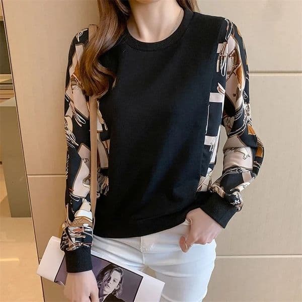 Spring women Sweatshirts fashion patchwork Hoodies causal Sweatshirt Tops 260530