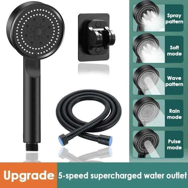 Booster 5 Modes Household Adjustable High Pressure Water Massage Head Handheld Spray Shower Bathroom Supplies 26Y0527