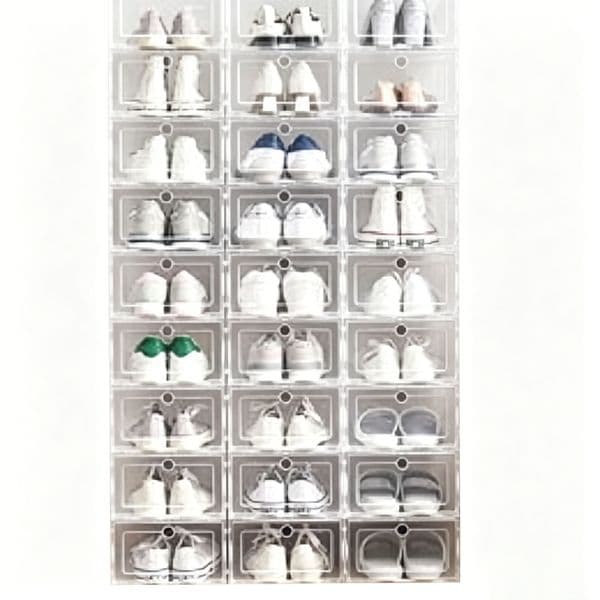 2026 Storage Boxes 6Pcs Transparent Thickened cologne perfume Shoes Box Dust Moisture Proof Home Shoe Case Fold Stackable Organizer Free Shipping