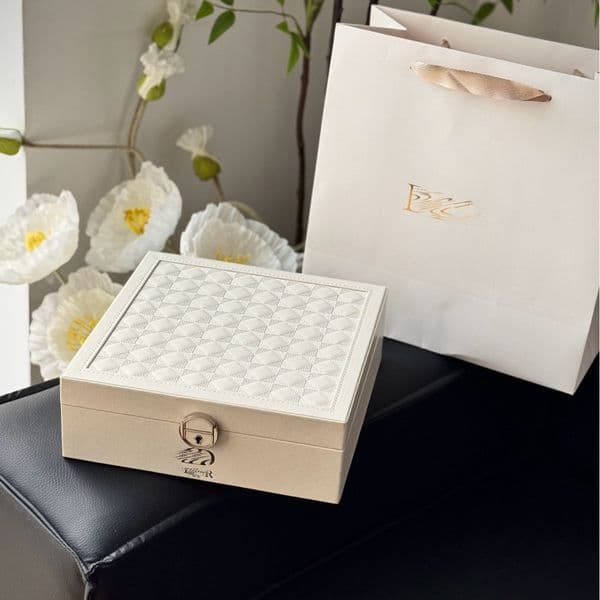 Luxurious Embossed PU Leather Jewelry Organizer with Multiple Drawers for Necklaces and Earrings
