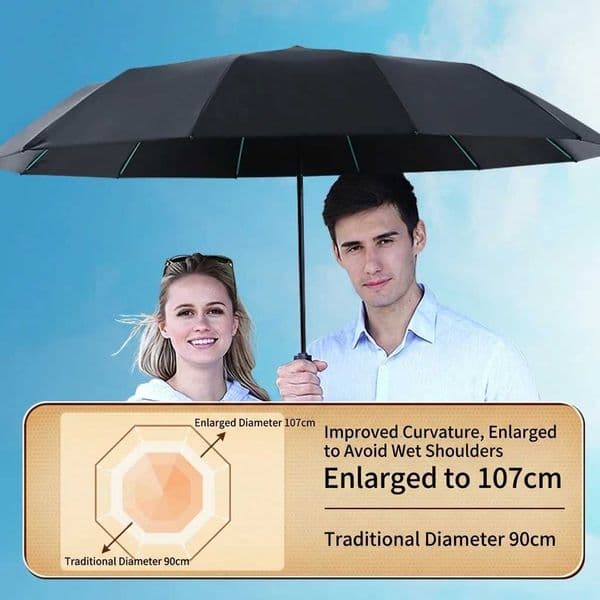 60 Ribs Reinforced Umbrella Large Size Thickened Fabric Foldable Sunshade Rain Umbrella Anti-UV Business Travel UmbrellaJ260530