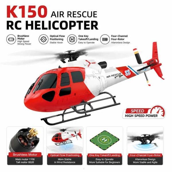 WLtoys K150 New Brushless Motor RC Helicopter Four-Channel Six-Axis Gyroscope Helicopter Model Toy Gift for BoysT260530