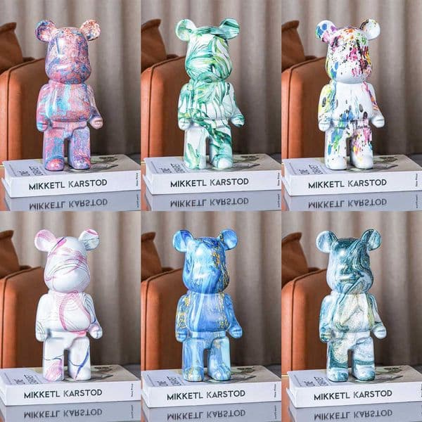 Nordic Fluid Violent Bear Statue Creative Action Figure Modern Living Room TV Cabinet Decor Cartoon Piggy Bank Floor Decoration W250721 Y260530