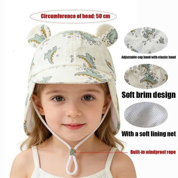 High-Quality Foreign-Made Childrens Dinosaur Bear Rabbit Lion Cute Sun-Protective Sunshade Cap for Infants and Toddlers Fis M260530