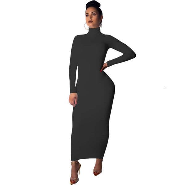 Autumn Winter Plus Size Women S Clothing Casual Slim Long Sleeve High Neck Dress Luanyun