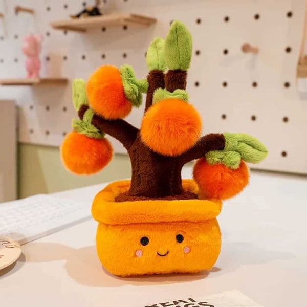 Cute Plush Potted Doll Fortune Tree Plush Toy Potted Pillow Persimmon Ruyi Home Soft Decoration Ornament L260529
