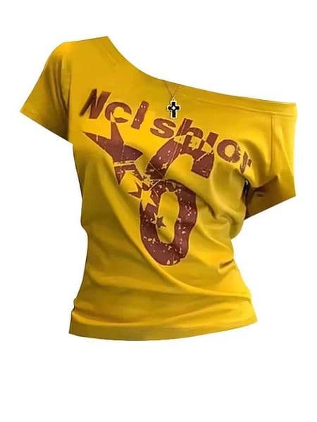 Y2k Sport Summer Off shoulder Top Women Sexy Vintage 2000s Short sve T shirt Lady Body Basic Crop Top Female Casual L260509