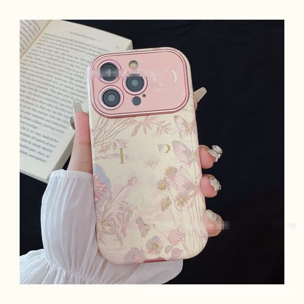 Pastel Floral & Butterfly Pattern Phone Case, Soft PU Leather Protective Bumper for iPhone