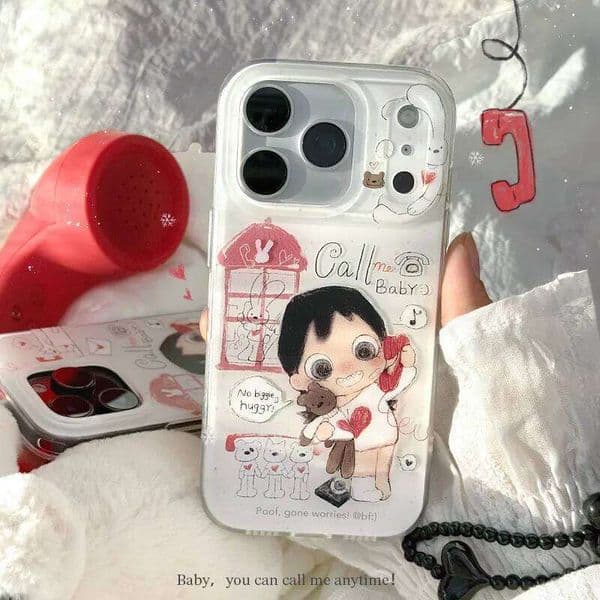 Korean Ins Cute Girl Bear Phone Case For iPhone 17Air 17 16 16E 15 14 13 12 11 Pro Max 7 8 Plus Mini X XR XS Sweet Y2K Cover