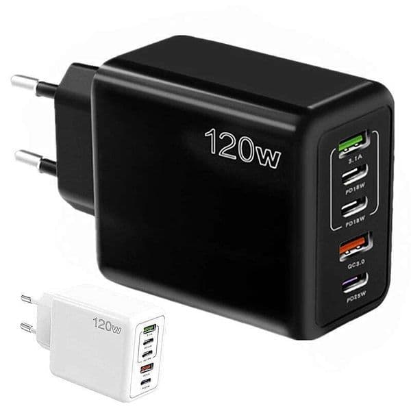 120W 5Ports USB PD Adapter For Xiaomi iPhone 15 11 Samsung Mobile Phone Plug Charging QC 3.0 4.0 Wall Charger