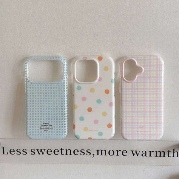 Blue Grid Colorful Polka Dots Shockproof Phone Case For iPhone 17Air 17 16 15 14 13 12 11 Pro Max 7 8 Plus Mini XR XS Y2K Cover