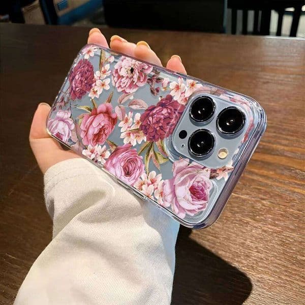 Girls Flower Transparent Phone For 16 Case iPhone 13 11 15 12 14 Pro Max 16E Shockproof Cover