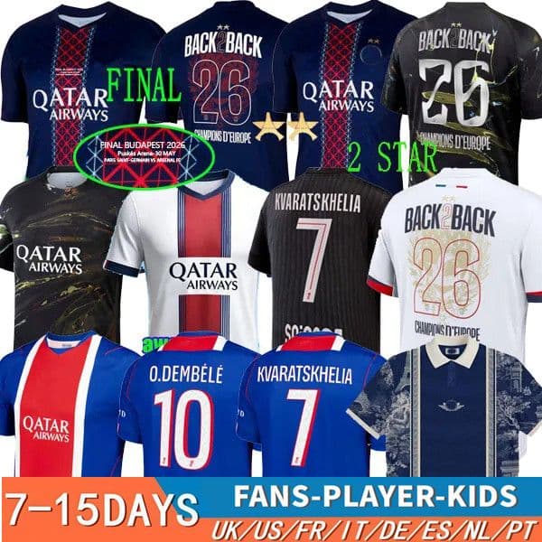 26 27 PSGES O.DEMBELE D.DOUE soccer jerseys PARIS G.RAMOS ZABARNYI HAKIMI KVARATSKHELIA JOAO NEVES BARCOLA hommes enfant 2025 2026 football shirts men kids kit 888