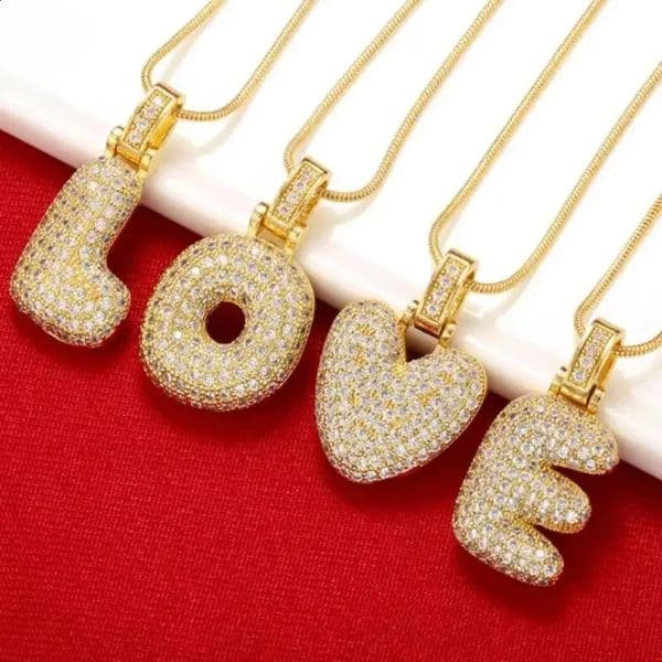 ZHUKOU high quality crystal brass gold color letter necklace for ladies good friends couple birthday gift model VL34260530