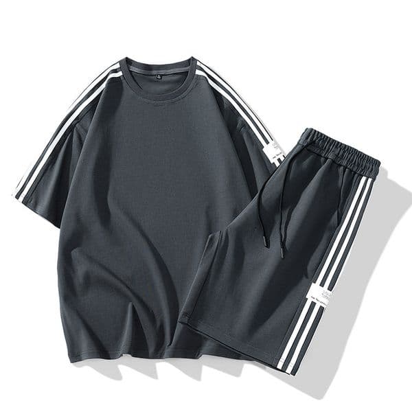 free shipping 2026 summer new youth sportswear set simple design stylish versatile loose casual short sleeve shorts