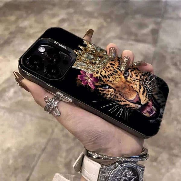 Luxury Diamond Leopard Pattern Phone Cases For iPhone 14 12 13 11 16 15 17 Pro Max Plus Glitter TPU Shockproof Fundas