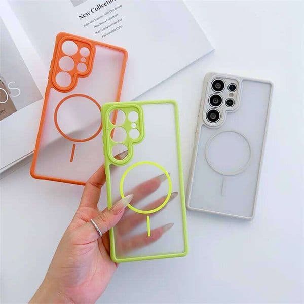 Frosted Matte Acrylic Solid Color Case For Samsung Galaxy S26 S25 S24 S23 Ultra Plus Shockproof Magnetic Wireless Charge Cover