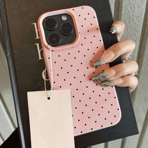 INS Polka Dot Phone For 13 Case iPhone 15 14 11 12 16 Pro Max 17 Air Candy Color Lichee Pattern Silicone Cover