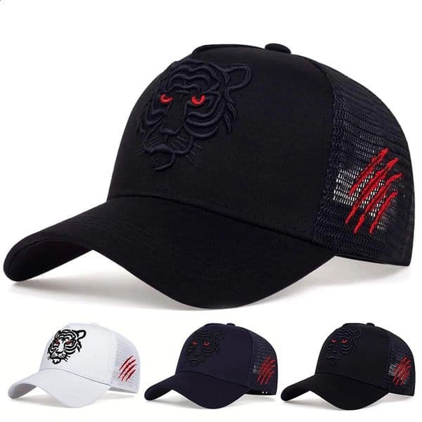 1piece Unisex Tiger Head Embroidery Baseball Caps Spring and Autumn Outdoor Adjustable Casual Hats Sunscreen Hat 260530