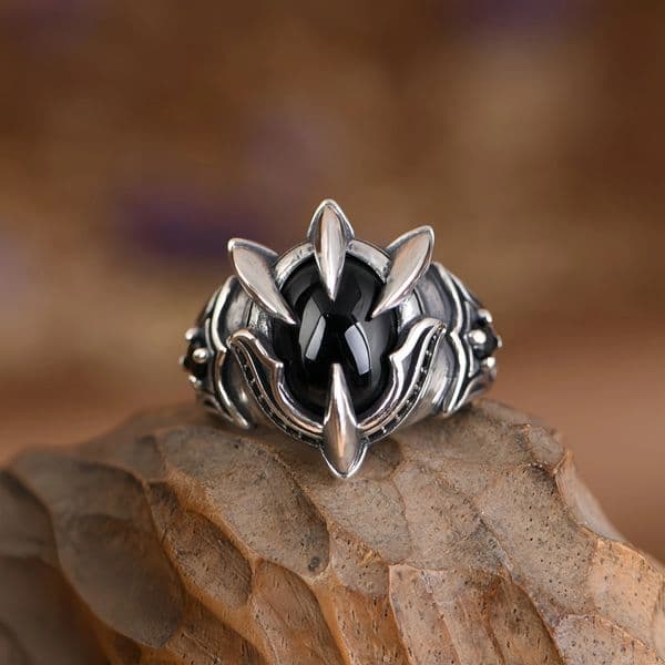 Retro Eagle Talon Adjustable Open Ring For Men Silverplated Copper Gothic Punk Edgy Jewelry Bikers Accessories Gift for Him 260530