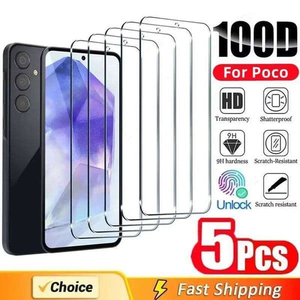 Tempered Screen Protector For Poco F7 X7 X6 F6 X5 X3 F5 F3 Pro M6 M7 Plus M5s C85 C75 C65 C55 C71 HD Clear Glass