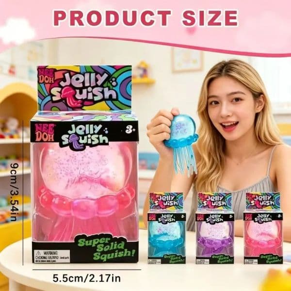 Needoh Jellyfish Squishy Sensory Fidget Toy Stress Relief Jelly Squish Cube Anti Anxiety Squeeze Object For ADHD Focus By Sea e06