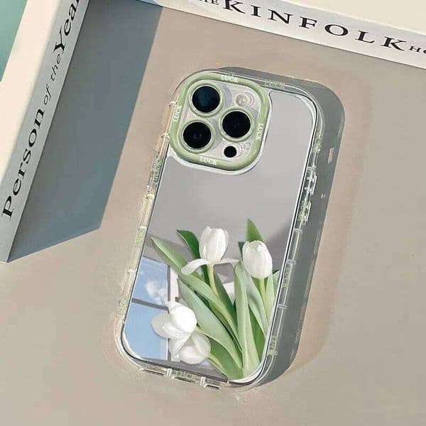 Beautiful Tulips Flower Mirror Surface Phone For iPhone 17 Max Case 16 15 14 13 12 11 Pro XR XS 7 8 Plus 16E Air Cover