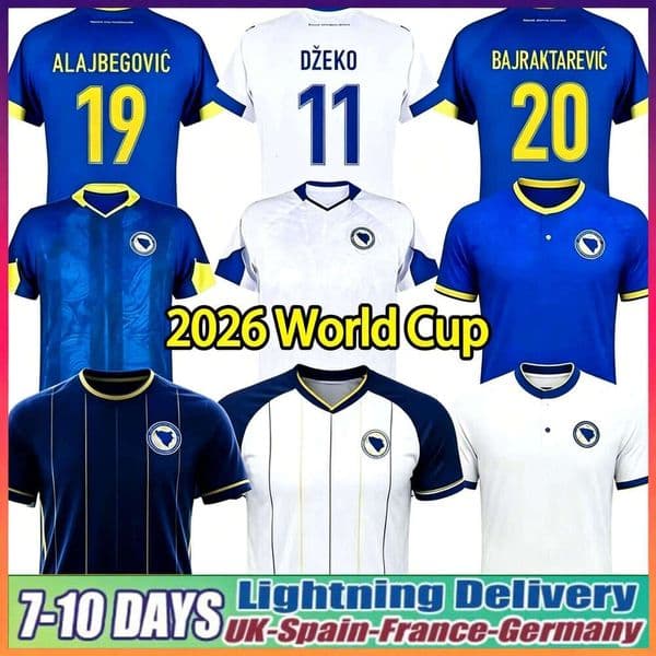 Bosnia Jersey 2026 Bosnia And Herzegovina Dzeko Soccer Jerseys 26 27 Home Away Men Kids Players Fans Football Uniforms Shirts Kit Kit S-4XL Top Quality