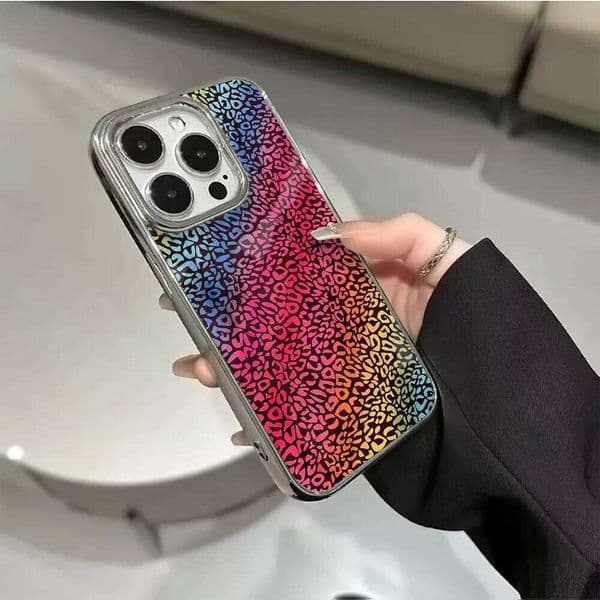 Full screen Color Leopard Print Electroplated Phone Case For iPhone 15 14 13 12 11 Pro Max 16 Plus X XS 17 Air Clear Cover