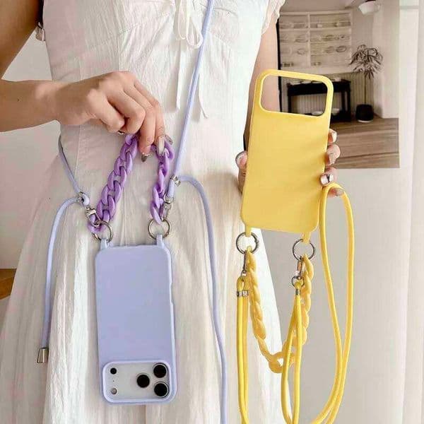 Fashion Candy Pure Color Liquid Silicone Case For IPhone 17 Pro Max Air 16E 15 14 13 12 Plus Portable Cross-body Anti-Drop Cover