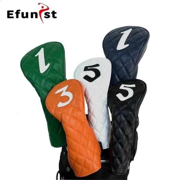 Golf Accessory Wood Cover cover Driver Fairway Hybrid Rhombus Shape Pattern Waterproof Protector Set PU Soft Durable Golf Club Covers Football