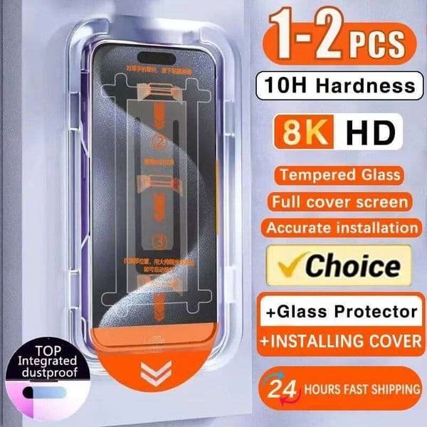 8K Oleophobic Coating Dust free Installation Screen Protector For iPhone 16 SE 2022 2020 15 13 11 12 14 17 Pro Max 7 Plus XR